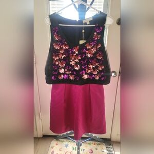 ERIN by Erin Fetherston fuschia and black embellished cocktail dress Size 8